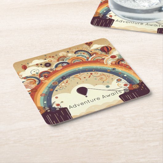 浮動気球 スクエアペーパーコースター (アングル)