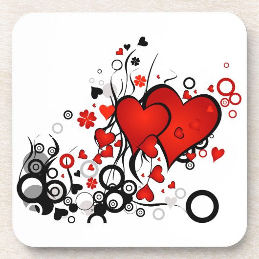 浮動赤いハート コースター (正面)