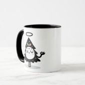浮遊するヒイラギの木 - かわいい禅クリスマスの瞑想 マグカップ (正面左)
