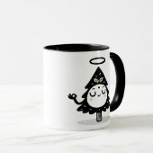 浮遊するヒイラギの木 - かわいい禅クリスマスの瞑想 マグカップ (正面右)
