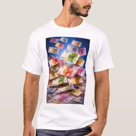 浮遊するユーロ紙幣 – お金の雨の抽象的なフィナ Tシャツ
