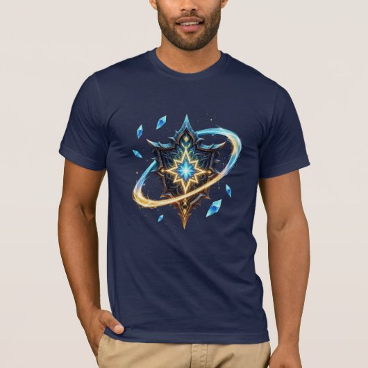 浮遊する刀剣を伴う幻想の紋章 - 魔法のエネルギー Tシャツ (正面)
