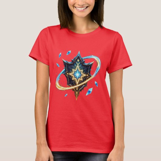 浮遊する剣と幻想の紋章 – 魔法のエネルギー Tシャツ (正面)