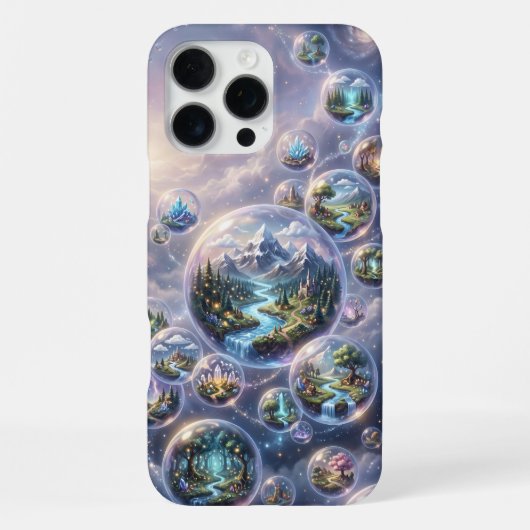 浮遊する宇宙の泡の中の幻想世界 iPhoneケース (裏面)