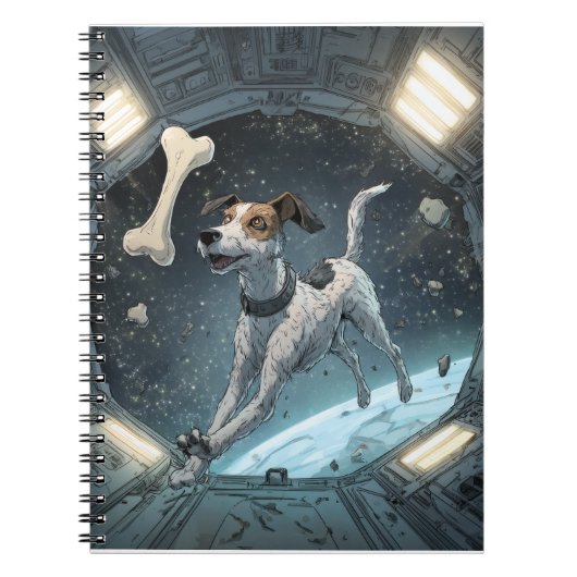 浮遊する骨と戯れる宇宙犬 ノートブック (正面)