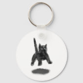 浮遊する黒猫の尾びろ鉛筆画 キーホルダー (正面)