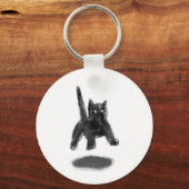 浮遊する黒猫の尾びろ鉛筆画 キーホルダー (正面)