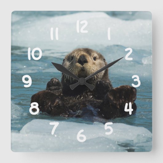 浮遊カワウソ スクエア壁時計 (正面)