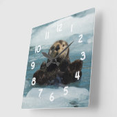 浮遊カワウソ スクエア壁時計 (傾斜)