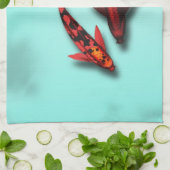 浮遊コイの魚の台所タオル キッチンタオル (折り畳み)