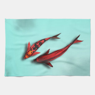 浮遊コイの魚の台所タオル キッチンタオル