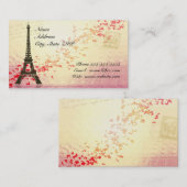 浮遊ハートが付いているエッフェル塔 名刺 (正面/裏面)