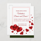 浮遊ハートのバレンタインデーパーティー招待状 インビテーションポストカード (正面/裏面)