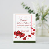 浮遊ハートのバレンタインデーパーティー招待状 インビテーションポストカード (スタンド正面)