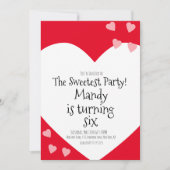 浮遊ハート ピンク バレンタインデー 誕生日パーティー 招待状 (正面)