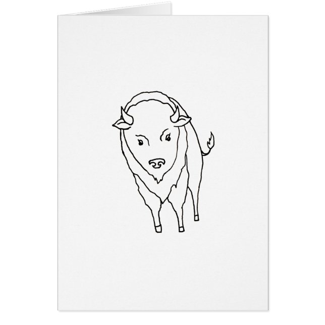 浮遊バッファローのバイソンBull -おもしろいラインスケッチの芸術 (正面)