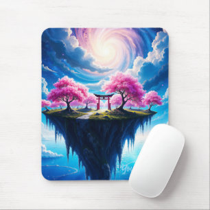 浮遊島の桜アート マウスパッド