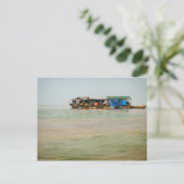 浮遊村、家及びボート、カンボジア ポストカード (スタンド正面)