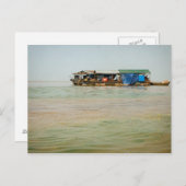 浮遊村、家及びボート、カンボジア ポストカード (正面/裏面)