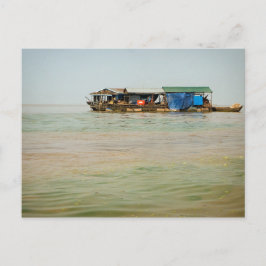 浮遊村、家及びボート、カンボジア ポストカード