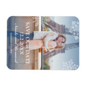浮遊雪片Winter Photo Save the Date マグネット (横)