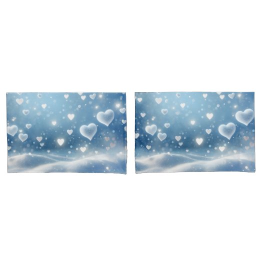 浮雪ハートと雪片 枕カバー (フロントセット)