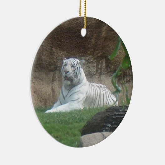 浴する白いトラのオーナメントの~の絶滅危ぐ種 セラミックオーナメント (右)