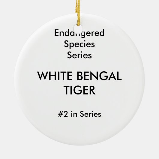 浴する白いトラのオーナメントの~の絶滅危ぐ種 セラミックオーナメント (裏面)