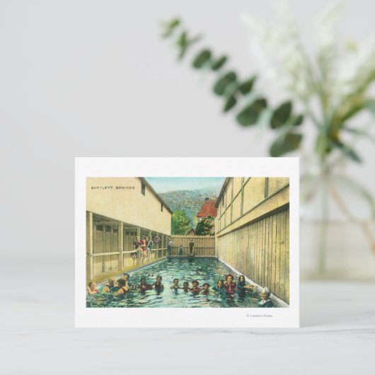 浴場の泳ぐ人の表示 ポストカード (スタンド正面)