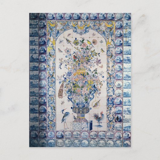 浴室からのデルフトのタイルのパネル ポストカード (正面)