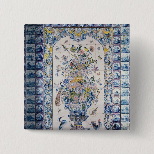 浴室からのデルフトのタイルのパネル 缶バッジ (正面)
