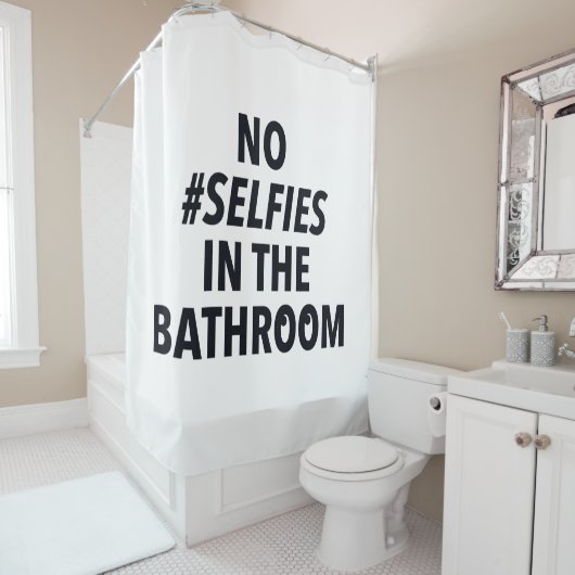 浴室にセルフィーなしおもしろい シャワーカーテン (インサイチュ)