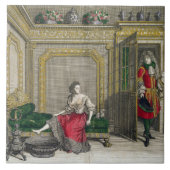 浴室のために衣服をとっている女性出版されたc.1688-90 タイル (正面)