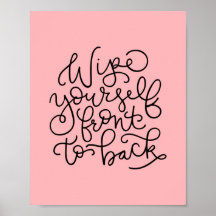 浴室のポスターを前から後おもしろいろに拭く