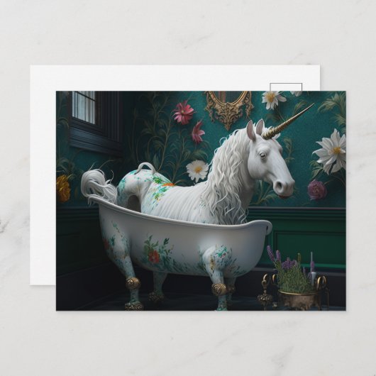 浴室のユニコーンの奇妙な光景 ポストカード (正面/裏面)