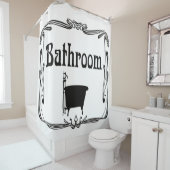 浴室の浴槽の白黒のシャワー・カーテン シャワーカーテン (インサイチュ)