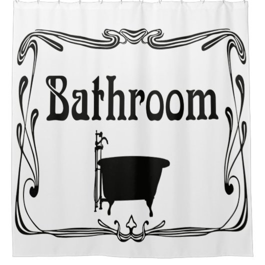 浴室の浴槽の白黒のシャワー・カーテン シャワーカーテン (正面)