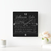 浴室の規則 スクエア壁時計 (ホーム)