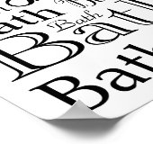 浴室タイポグラフィ白黒バスサイン ポスター (角)