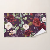 浴室タオルセットプラムパープルバラ金ゴールド バスタオルセット (ハンドタオル)