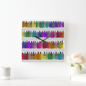 -浴室、サロン等のための…ボトルの虹を石鹸で洗って下さい スクエア壁時計 (ホーム)