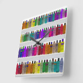 -浴室、サロン等のための…ボトルの虹を石鹸で洗って下さい スクエア壁時計 (傾斜)