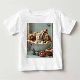 浴槽おもしろい内の動物 ベビーTシャツ