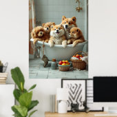 浴槽おもしろい内の動物 ポスター (ホームオフィス)