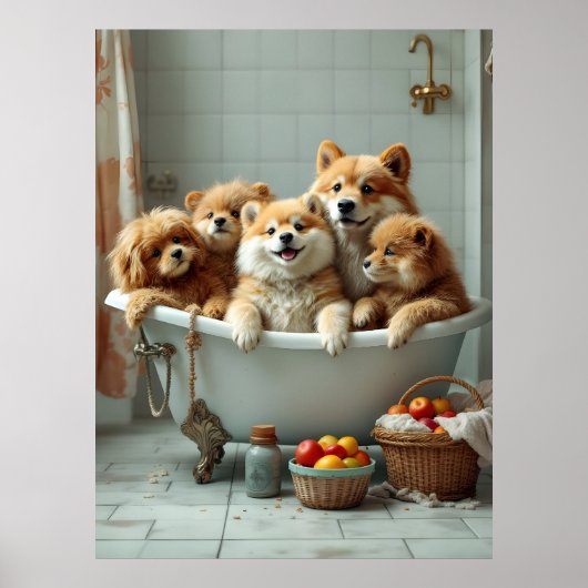 浴槽おもしろい内の動物 ポスター (正面)