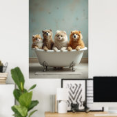 浴槽おもしろい内の動物 ポスター (ホームオフィス)