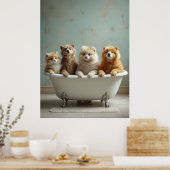 浴槽おもしろい内の動物 ポスター (キッチン)