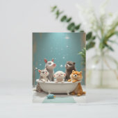 浴槽おもしろい内の動物 ポストカード (スタンド正面)