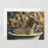 浴槽おもしろい熱帯性浴場のゼブラ ポストカード (正面/裏面)