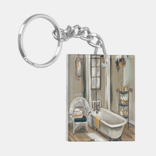 浴槽が付いているフランスのな浴室 キーホルダー (正面左)